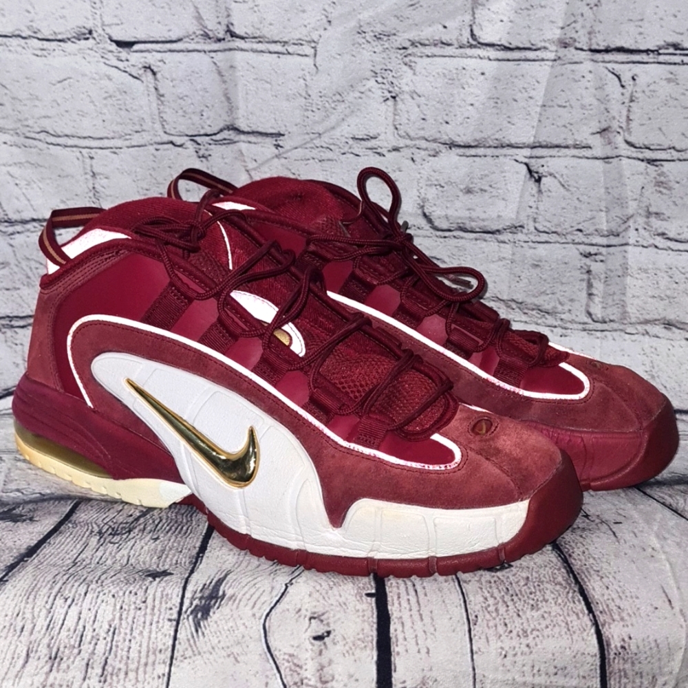 Nike Air Max Penny 1 House Party Team Red Maroon White Gold 685153-601 Size 12